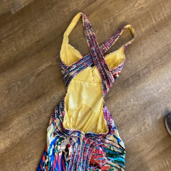 Cache Y2K Backless Abstract Beaded Formal Dress Size 4 - Picture 8 of 11